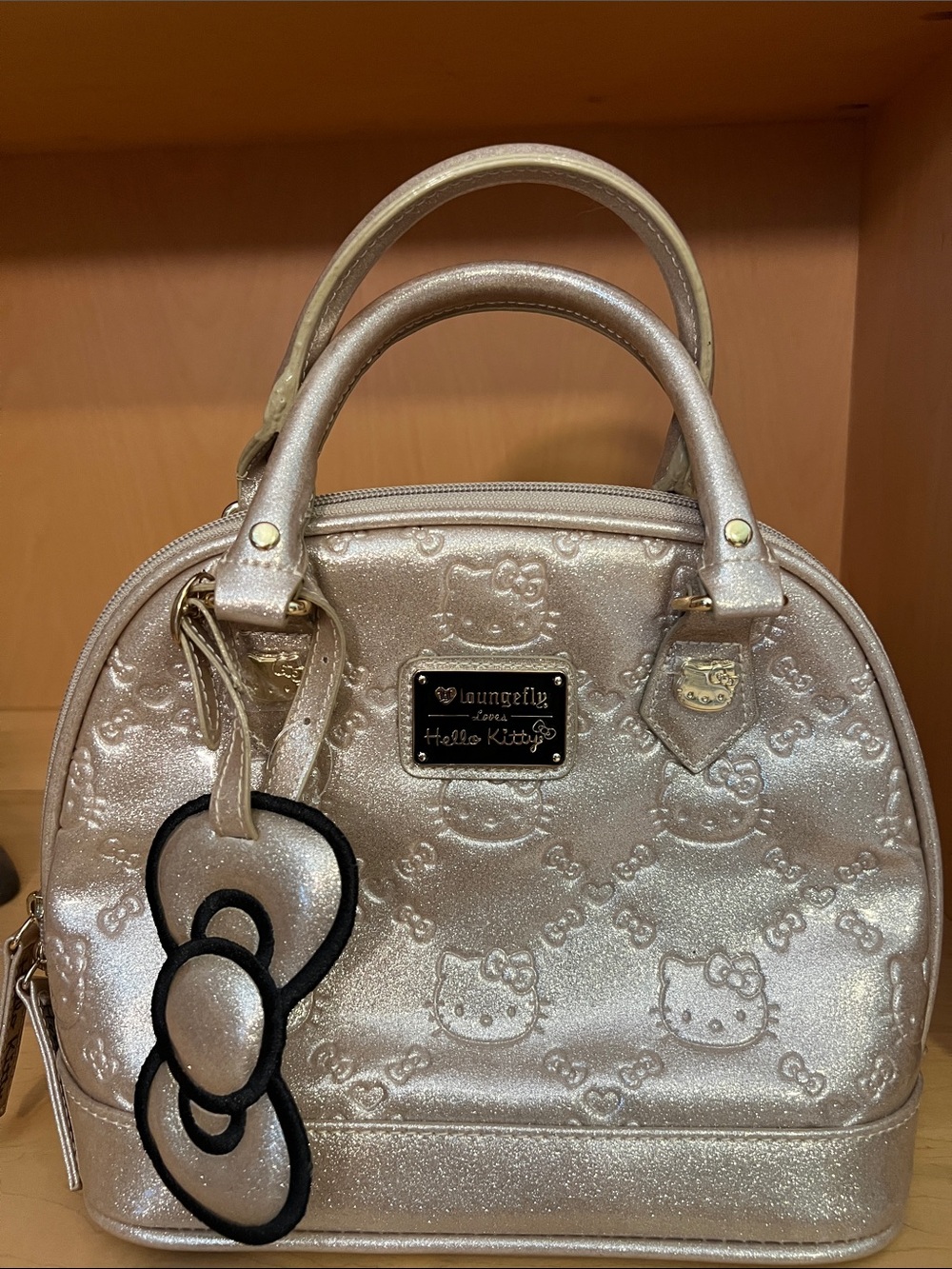 Loungefly Hello Kitty Shimmer Dome Satchel in Gold